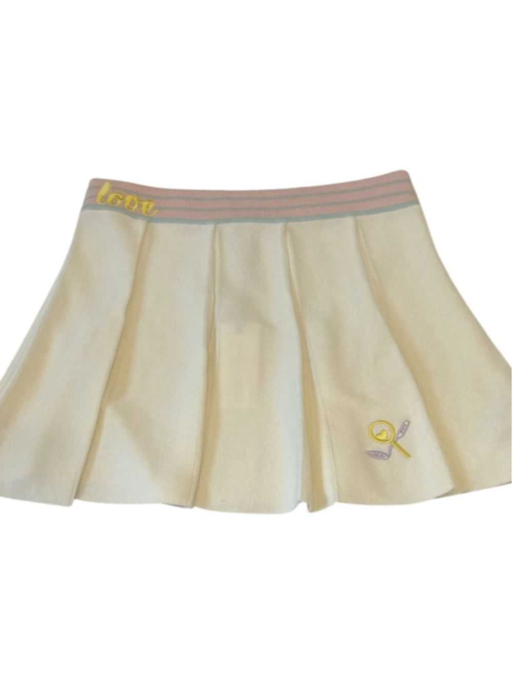 LoveShackFancy Off White Pleated Roz Tennis Mini Skirt - Picture 3 of 9